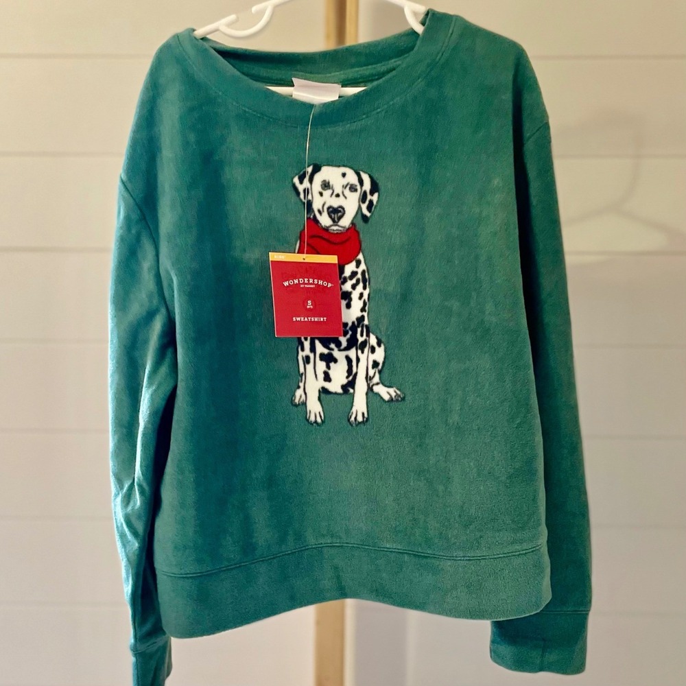 WonderNation Kids Dalmatian Dog‎ Sweatshirt Green M 8 Sleepwear NWT
